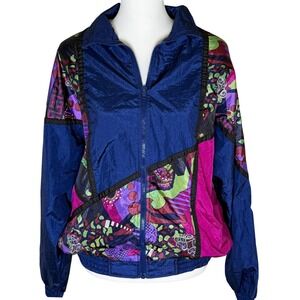 VTG Active Exchange 90s Colorblock Windbreaker Jacket Women M Grannycore 80's